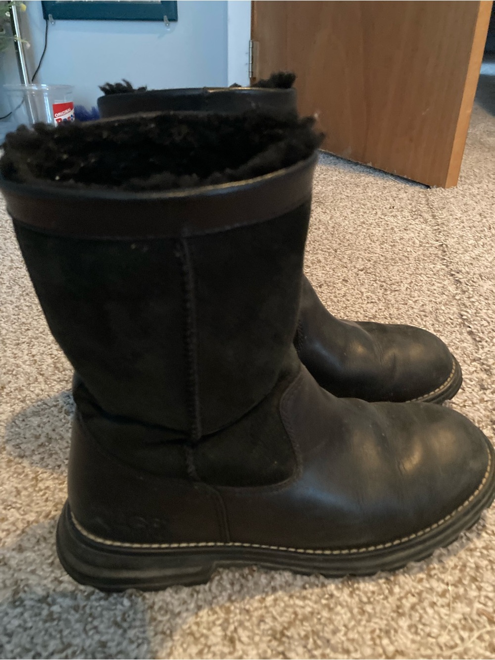 UGG Black Kids Winter Boots with Shearling Lining